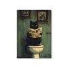 1 Stück rahmenloses lustiges Tier liest Zeitung auf der Toilette Poster Leinwandbild Affe Hund Schwarze Katze Badezimmer Wandkunst Heimdekoration