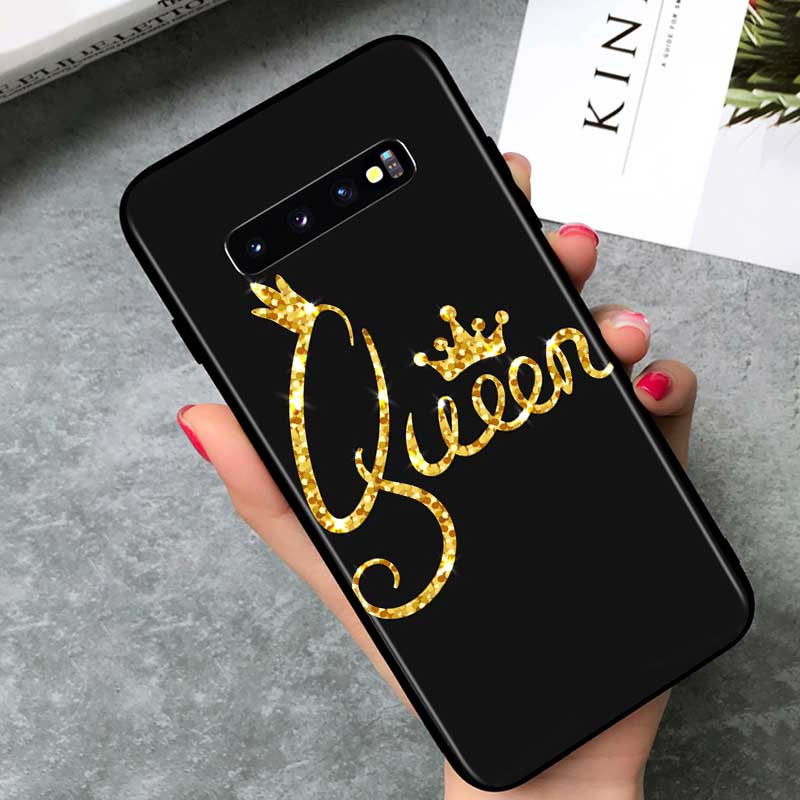 Чехол для телефона King Queen Couples для Samsung Galaxy Note 20 S20 FE Lite Ultra 10 9 8 Pro S10E S10 5G S9 S8 S7 S6 Plus Black