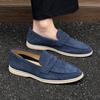 Brand Men's Suede Comfortable Anti Slip Bean Shoes 2025 New Summer Lazy Men's Pointed Breathable Casual Business Loafers