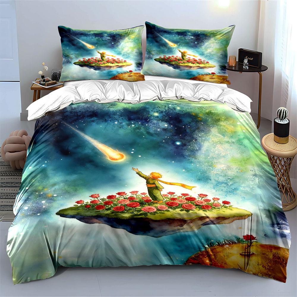 Planet, roses, meteor, figure. Bedding sets Duvet cover sets Duvet covers Pillowcases(1 * Duvet Cover 2 * Pillowcases, without duvet insert)