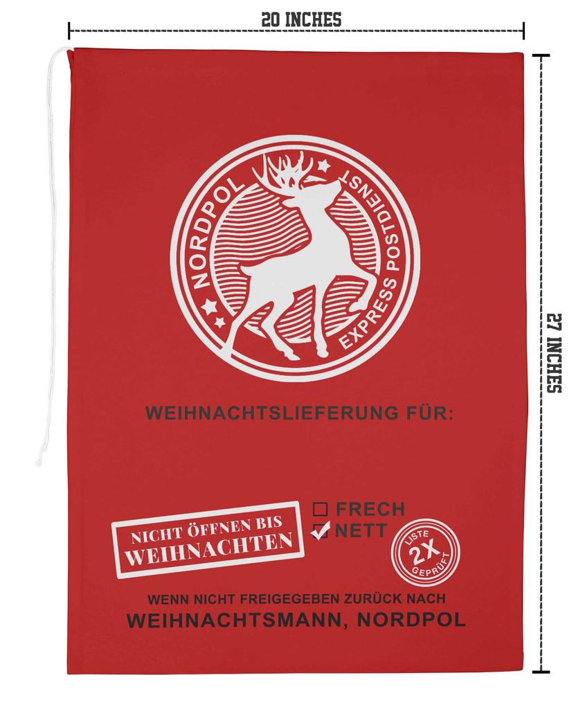 Printtoo 2 Pcs Santa Gift Sack for Kids Presents Xmas Bag Christmas Sack Personalized Bags Large 27x20 Inch