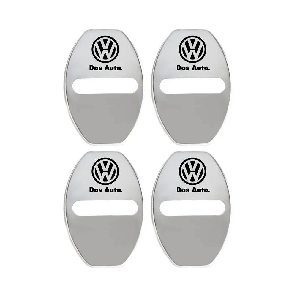 4pcs Car Door Lock Protective Cover Metal Sticker For Volkswagen VW GTI R Golf Polo Tiguan Passat Jetta Lavida Rline Accossories zj3