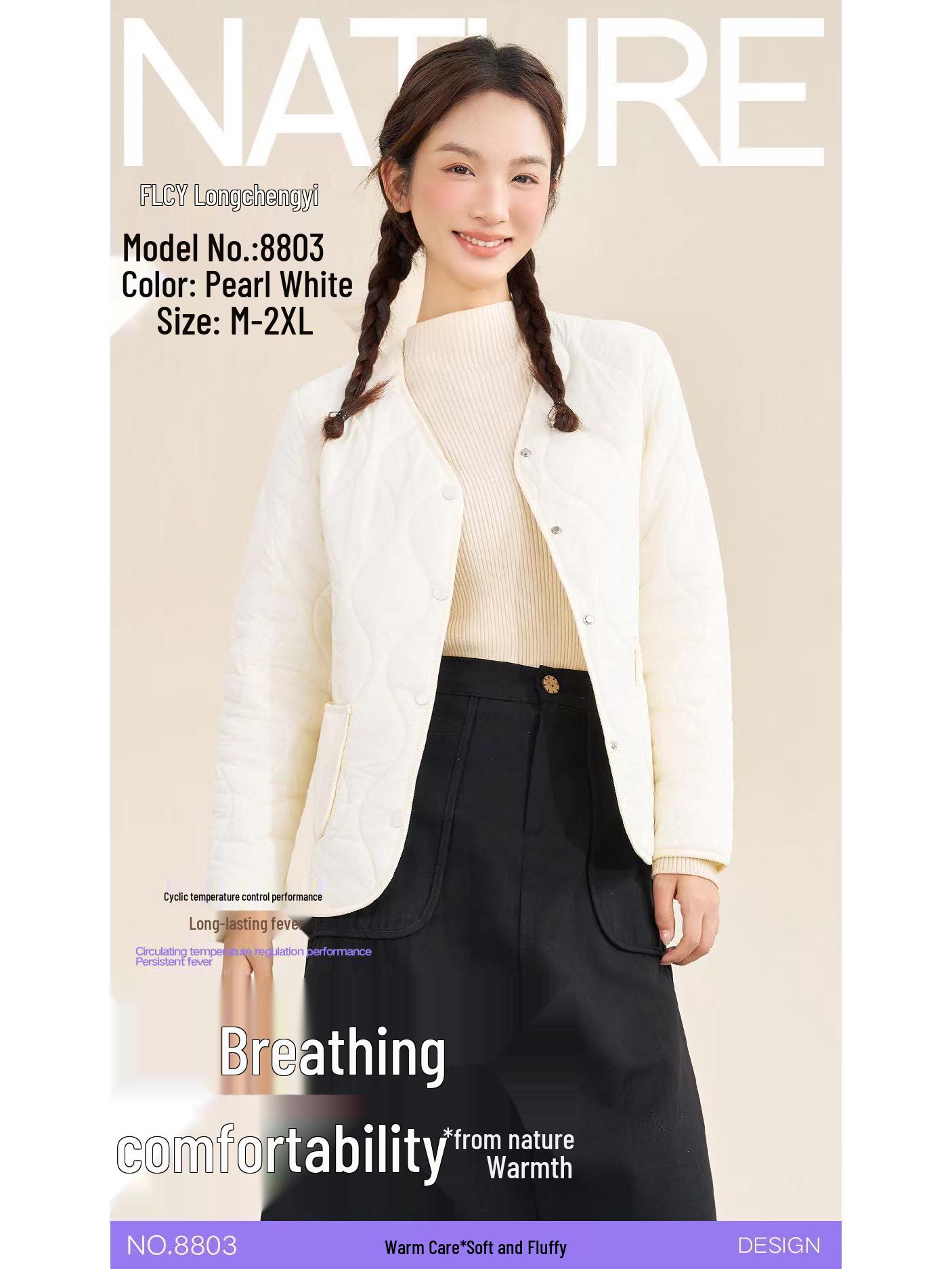 

Longchengyi 8803 Women s Thermal Feather Coat, 100% Wool, Lightweight and Warm, Long Sleeve Winter Outerwear XXXL