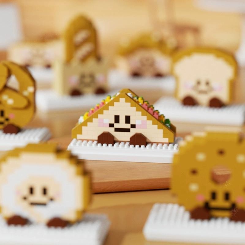 NEW Cute Food Bread Swiss Rolls Baguettes Croissants Sandwiches Toast Building Blocks Kit Girl Bricks Model Kids Toy Children