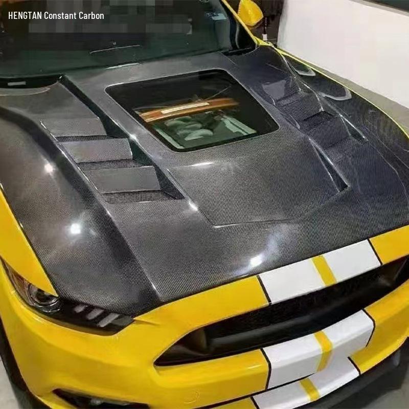 18-24 Mustang Carbon Fiber Transparent Engine Hood Cover - Modified Exterior Accessory