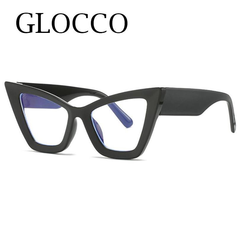 Fashion Oversized Cat Eye Clear Green Reading Glasses Women Vintage Designer Blue Light Blocking Female Eyeglasses