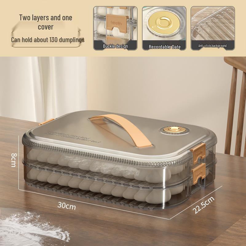Multi-layer Transparent Dumpling Storage Box with Timer - Kitchen Food Grade Plastic