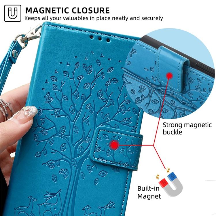 For Xiaomi Redmi Note 14 4G (164.84mm) Case PU Leather Wallet Phone Cover Tree Deer Imprinted