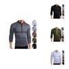 Premium Quality T-shirt Men Fashion Button Front Long Sleeve V-neck Solid Casual Slim Fit
