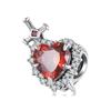 WOSTU 925 Sterling Silver Red Heart Sword CharmTarot Card Bead Chinese Mythology Nezha Pendant Fit Original Bracelet DIY Gift