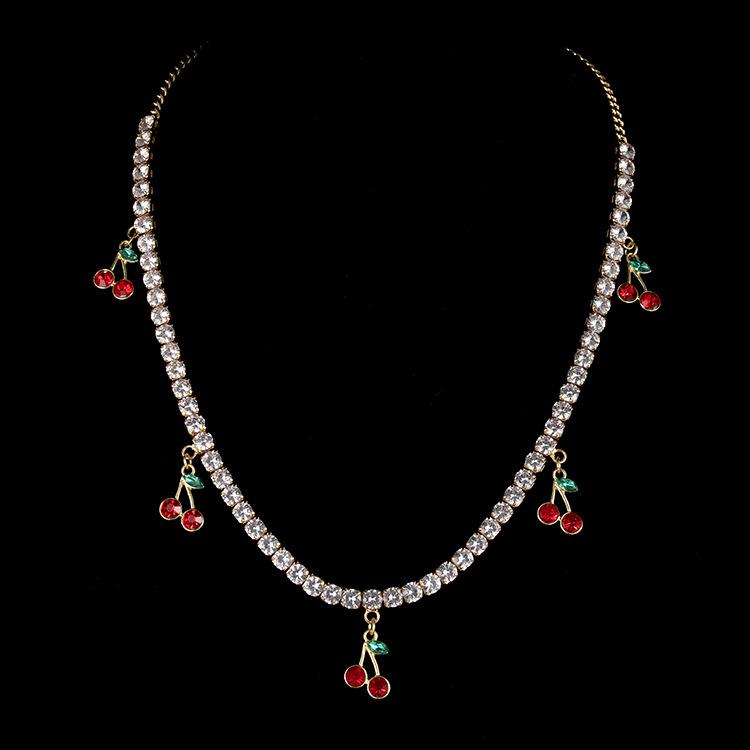Red Cherry Pendant Necklace Women S Light Luxury Chain Niche Design Premium Clavicle Temperament Gift