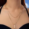 Multi-layer Metal Square Strip Pendant Necklace Sweater Chain Collarbone Chain Foreign Trade New Model