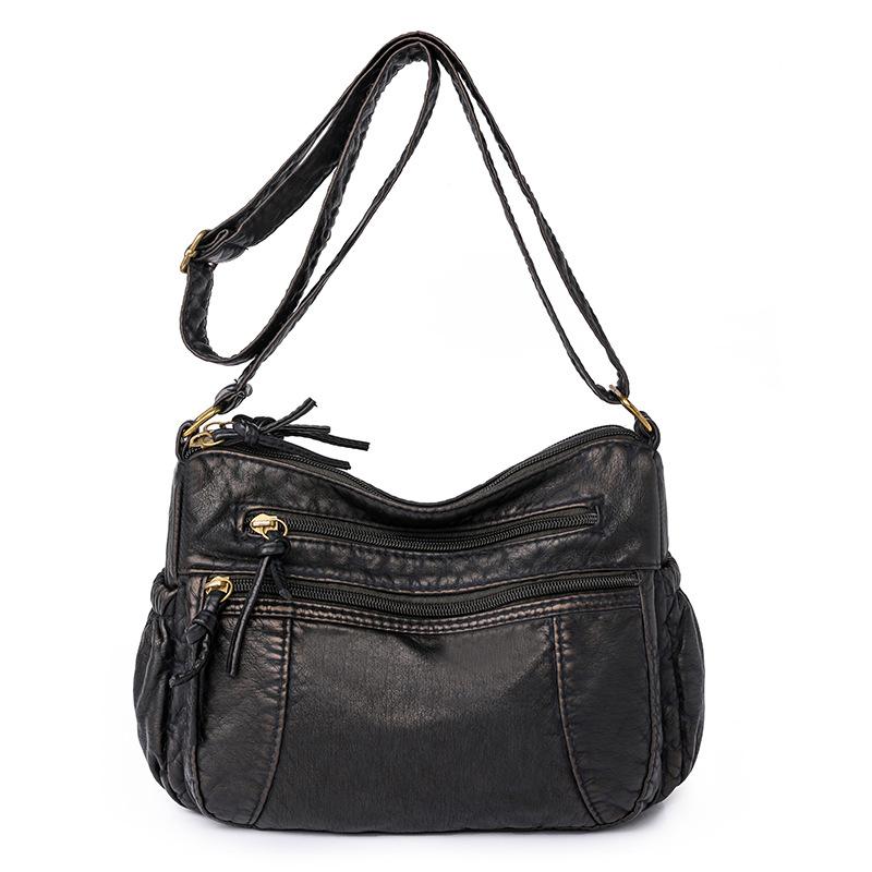 

Washed leather women s bag new shoulder bag fashionable large-capacity oblique span bag mother small square bag