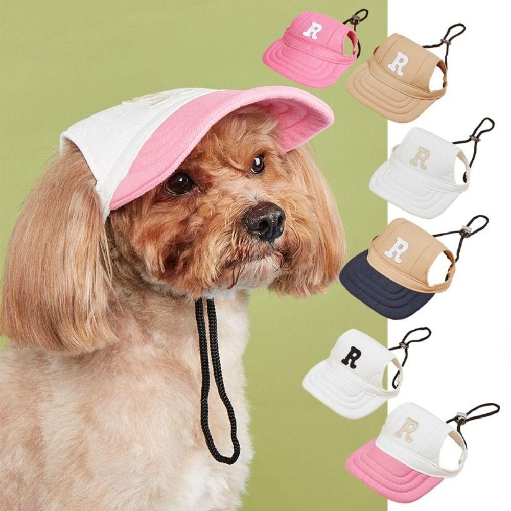 Breathable Embroidered Dog Cap Ear Holes Dog Bonnet Cap Fashion Dog Sun Hat Outdoor