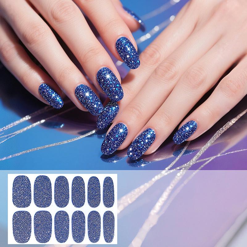 Gradient-Stil Nagellack-Aufkleber Set Selbstklebend Wasserdicht Glitzer Falsche Nagel-Aufkleber