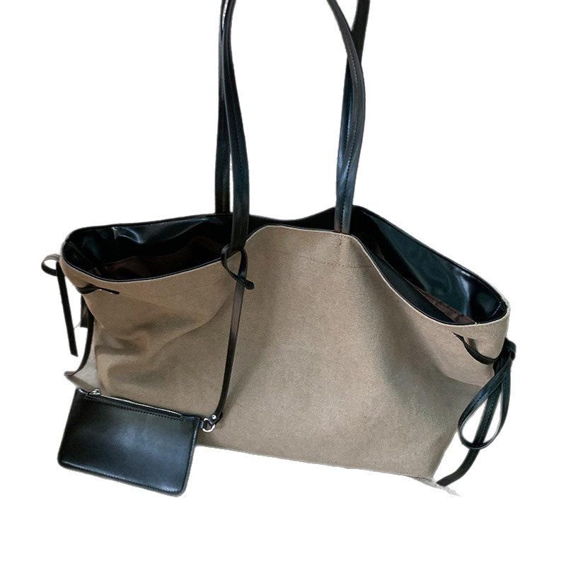 Casual Retro Large-capacity Canvas Bag Women's 2025 New Simple Tote Bag Shoulder Portable Commuter Bag