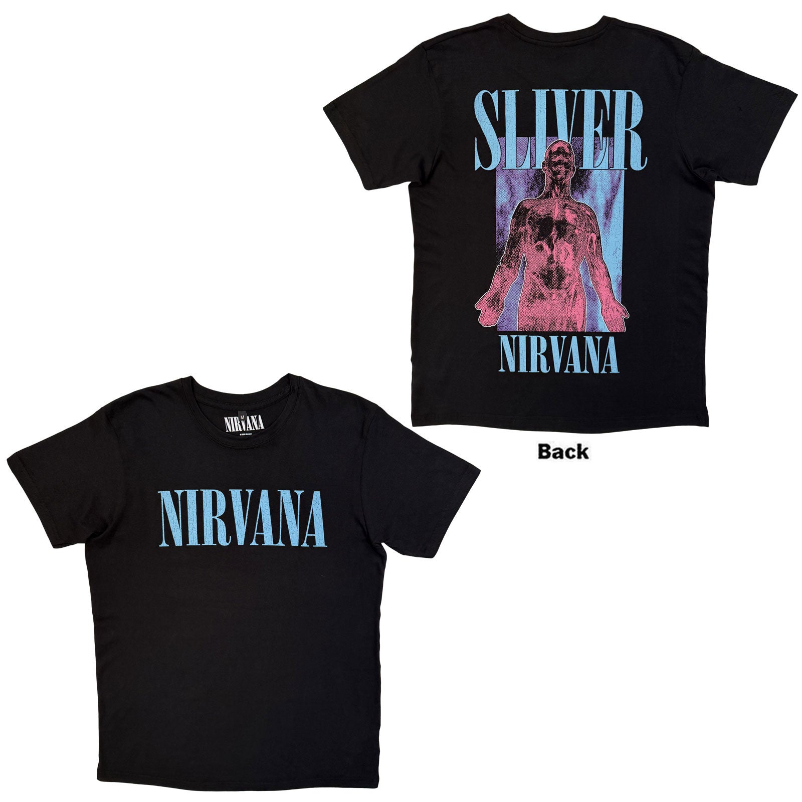 Nirvana Premium Carbon TShirt Silver Black Back Print OFFICIAL NEW S