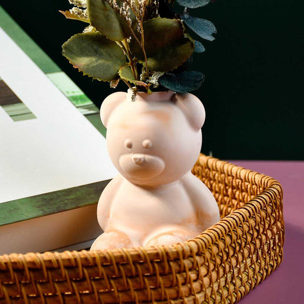 Flexible Silicone Mold Cement Clay Molds Plaster Flowerpot Mold for Crafting Bear Shape Flower Pots or Pen Holders