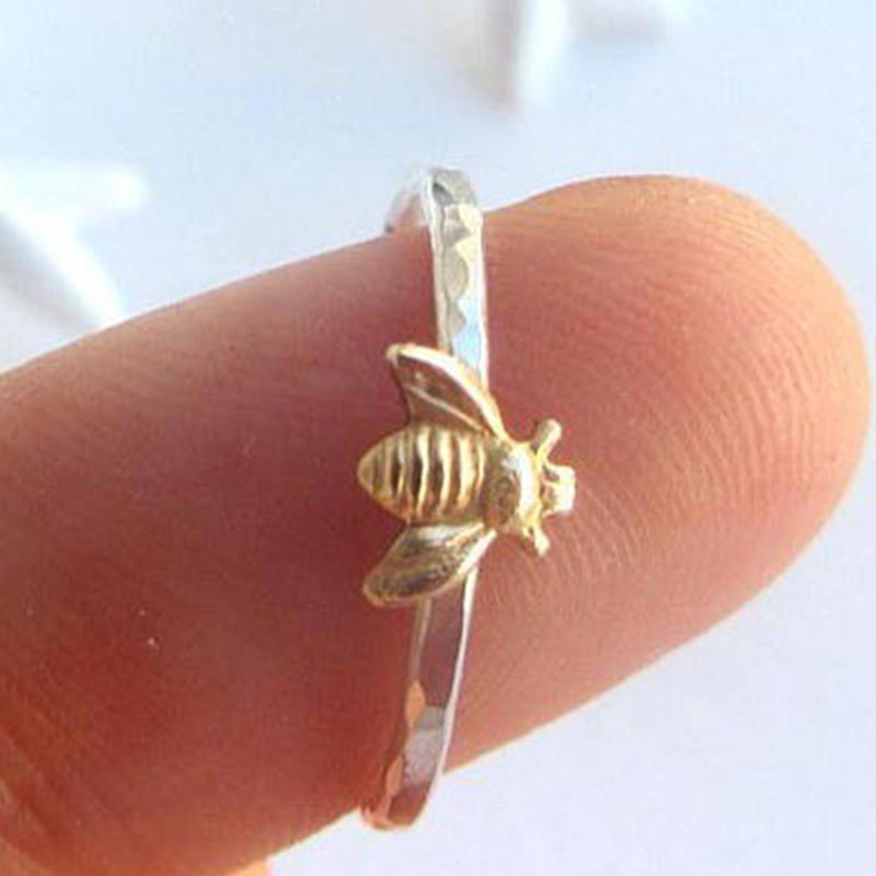 New 925 Sterling Silver Bee Ring Personality Charm Animal Shape Women Ring Birthday Party Gift for Friends Exquisite Jewelry
