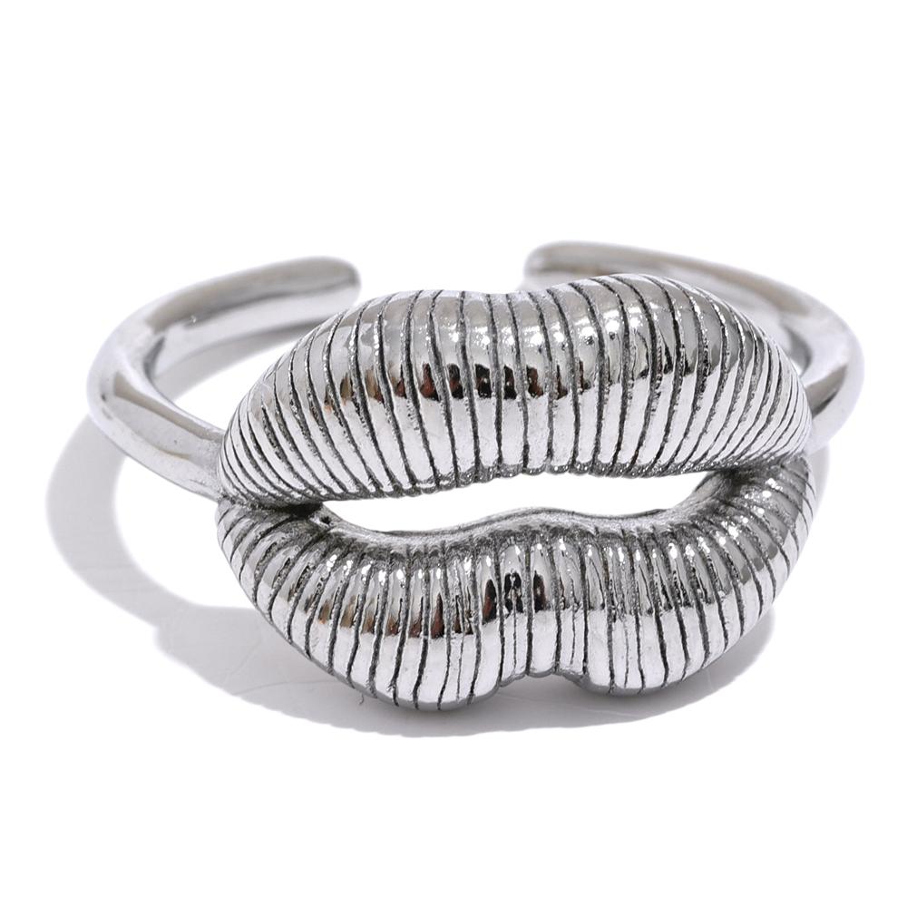 Yhpup Stainless Steel Lip Open Fashion Ring 18K PVD Plated Metal Personalized Jewelry Attractive Women Finger Accessories