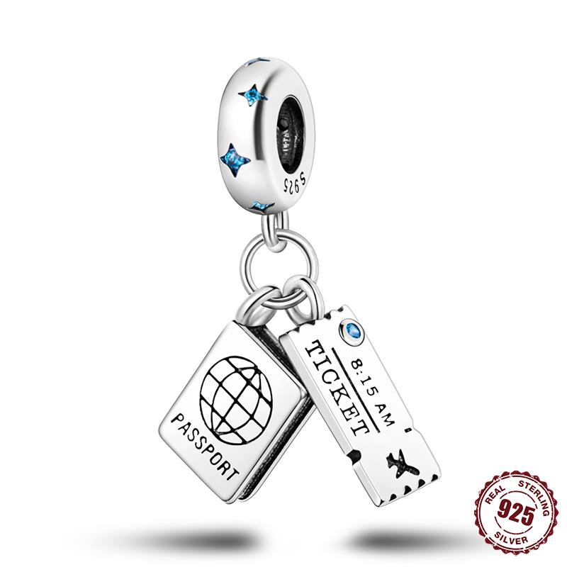 Panpoki 33 Style Copper Charms Travel Series Pendant Beads Fit Fine Bracelets & Bangles Diy Women Jewelry