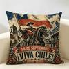 Fiestas Patrias Cushion Cover Durable Hypoallergenic Organic Linen Pillow Cover Short Size Washable Skin-Friendly