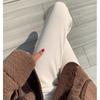Damen Kaffeefarbene Chenille-Cordhose mit weitem Bein - Herbst/Winter Bodenlang, Lässig Gerades Bein - Weiß