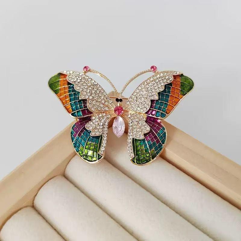 

Colorful Diamond Butterfly Brooch with Rhinestone Inlay – Elegant Princess Series