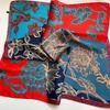 Women's Korean Style Retro Printed Imitation Silk Scarf for Professional and Casual Use