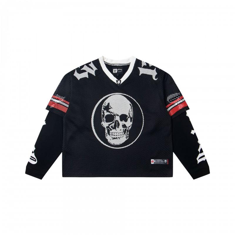 Mens Long Sleeve T Shirt Loose Fit Streetwear Hip Hop Casual Mesh Jersey 2025