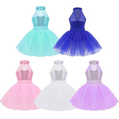Disfraz de lentejuelas para niños, vestido de tutú de ballet para niñas, leotardo de baile para actuación, vestido de ejercicio de gimnasia para escenario