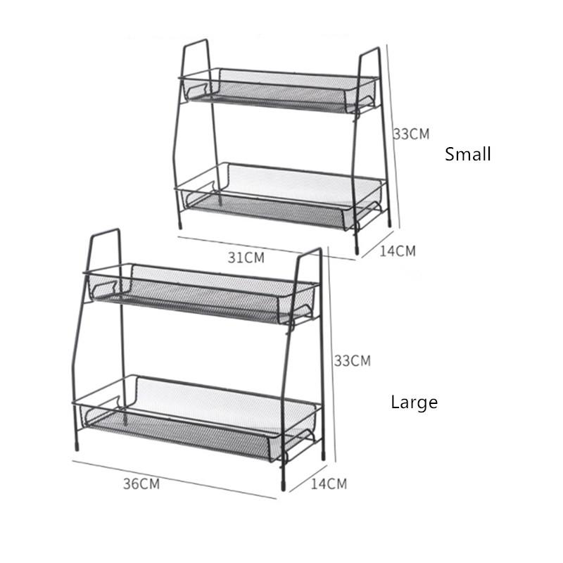 Double Layer Iron Kitchen Storage Rack Wire Spice Organizer Metal Cosmetic Makeup Basket Holder Dish Drainer Bathroom Desk Shelf
