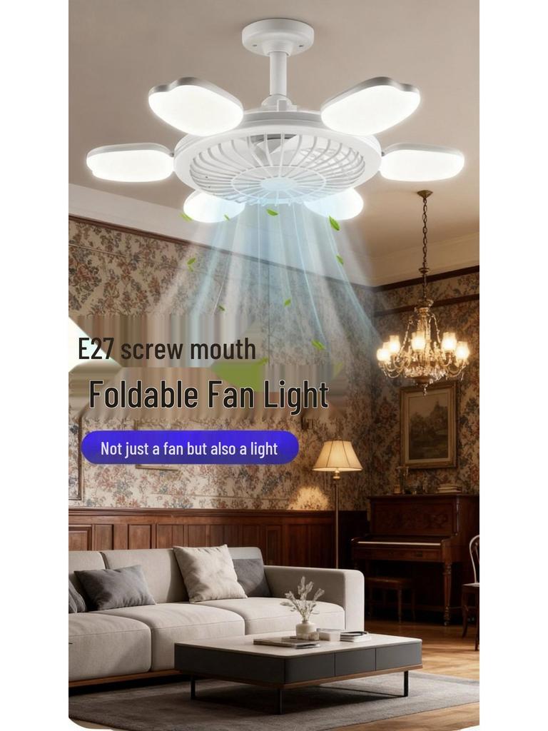 Ferngesteuertes LED-Ventilatorlicht mit verstellbarem 6-Blatt-Design für Schlafzimmer & Studentenwohnheime, E27 Schraubsockel, Dimmbar