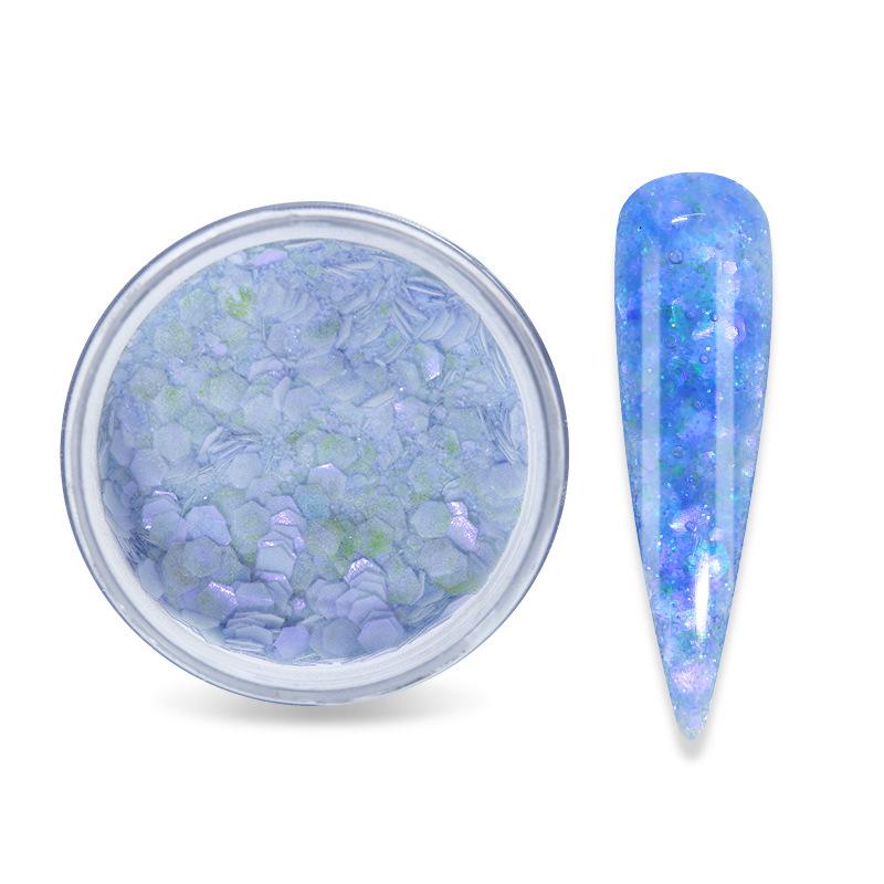 15g Nail Art Akrylový prášek Smíšený Mořská panna Šestiúhelník robustní třpytivé flitry pro nehtovou modeláž gel Polish Manikúra