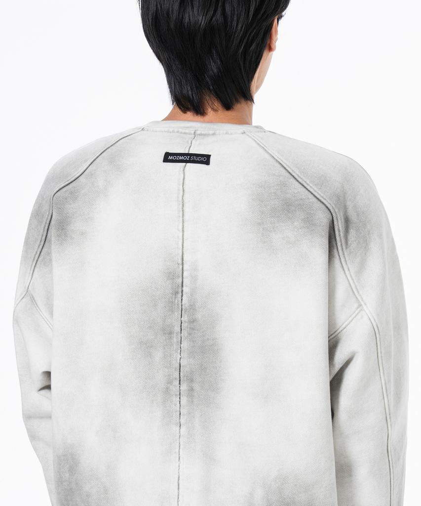 MOZMOZ Heavy Weight Pigment Raglan Back Slit Oversized Sweatshirt Dirty Gray