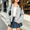 Felpa Cardigan con Bottoni Colorati da Ragazza a Manica Lunga Top Casual