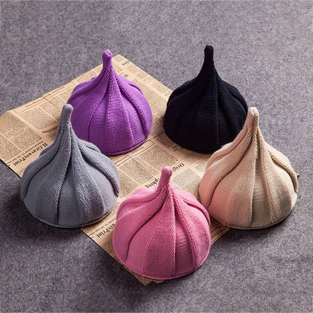 Fashion Beanie Baby Kids Knitted Wool Windmill Caps Twisted Flower Pointed Hats