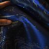 Dark Blue Gold Thread Jacquard Fabric Horse-Face Skirt Dress DIY Sewing Designer Cloth Background Decoration Material