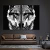 Schwarz-weißer Wolfskopf, HD-Druck, Leinwandgemälde, moderne Tiere, Wandkunst, Poster, Drucke, coole Wolfsbilder für Wohnzimmerdekoration