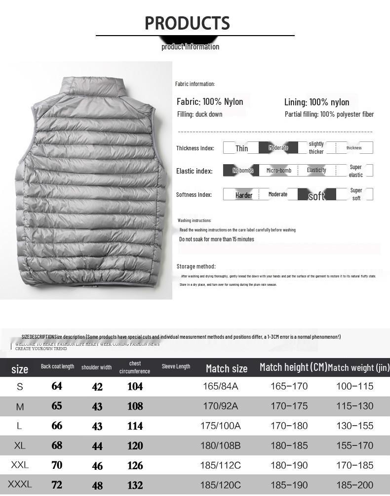 Men's 2024 Lightweight Down Vest - Fashionable, Thin, Sleeveless Gilet for Indoor/Outdoor Autumn Winter Wear