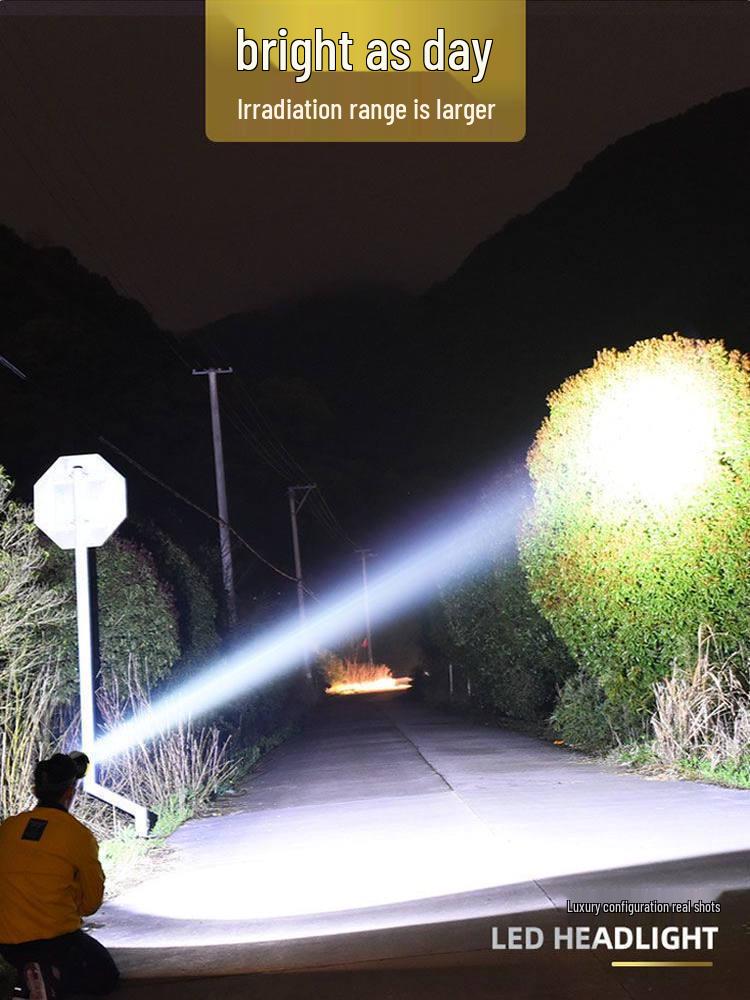 High Brightness Rechargeable Waterproof Headlamp for Night Fishing and Mining with Long Battery Life