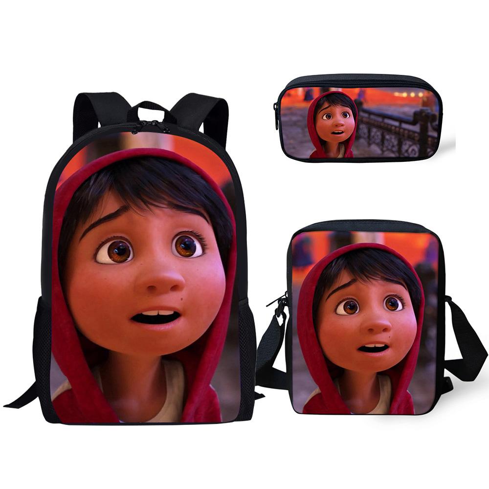 Popular COCO Music Skull Pattern 3D Print 3pcs/Set pupil School Bags Laptop Daypack Backpack Inclined shoulder bag Pencil Case
