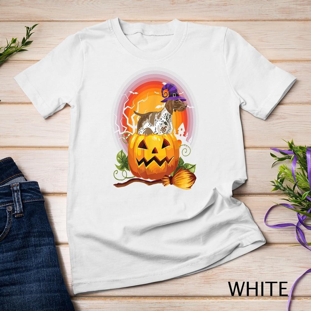 

German Shorthaired Pointer Witch Pumpkin Halloween GSP Lover Unisex T-shirt XL