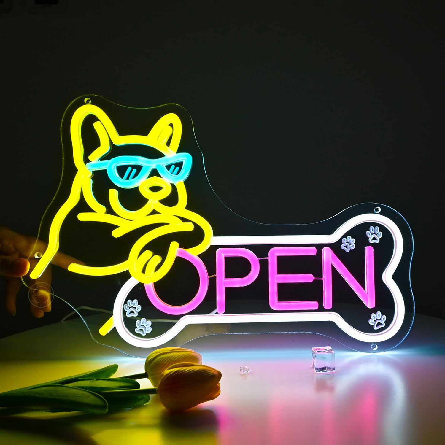 

Pet Shop Open Neon Sign Grooming Salon Light for Pet Shop Business Welcome Sign Pet Hospital Spa Animal Clinics Decoration
