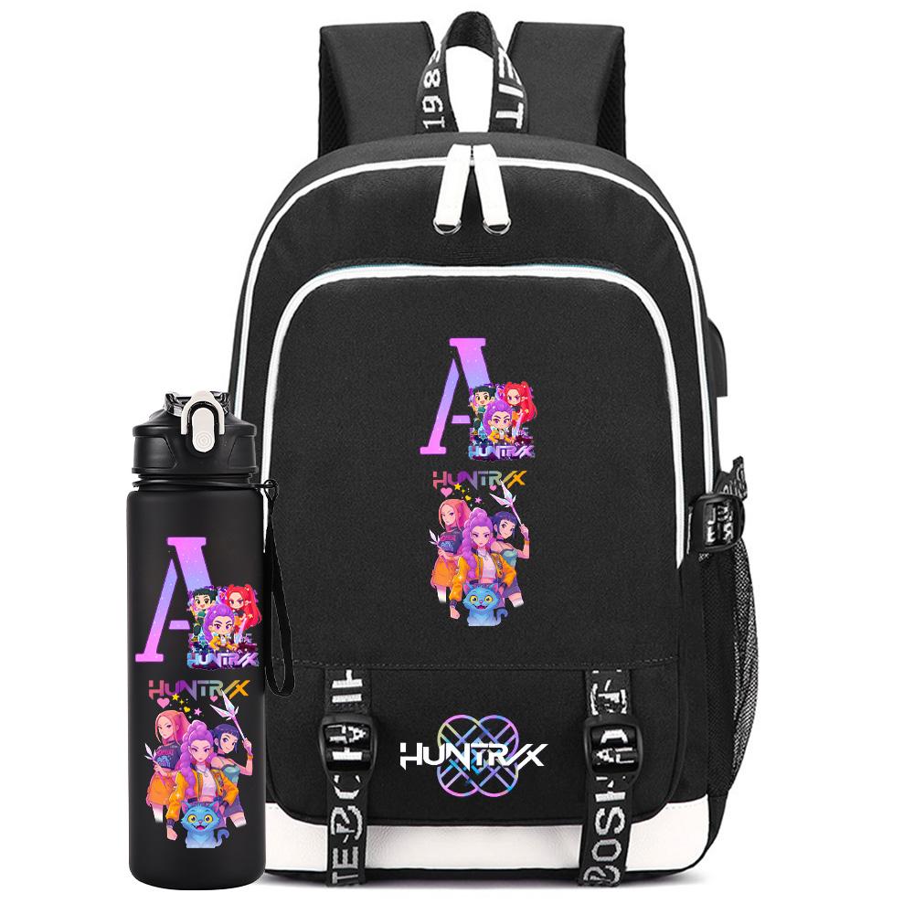 2Pcs/set Cartoon Backpack Large Capacity Bookbag With 750ml Water Bottler Laptop Student Boy Girl School Bag Travel Bag Kid Gift