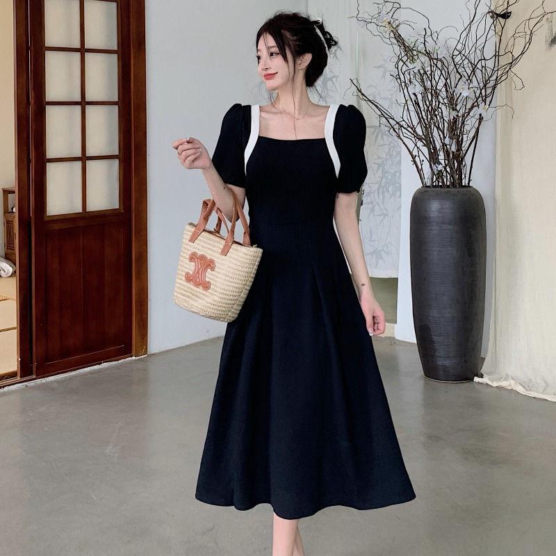 2024 Plus Size Square Neck Slimming Spaghetti Strap Dress & Cardigan Set