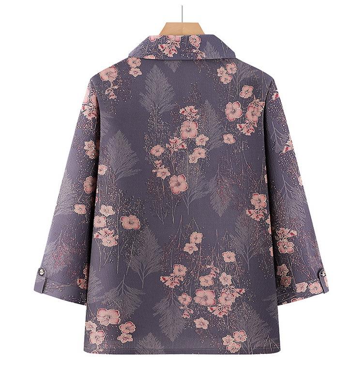 Grandma Chic Seven-Sleeve Lightweight Blouse for Elderly Women - Plus Size Summer Top