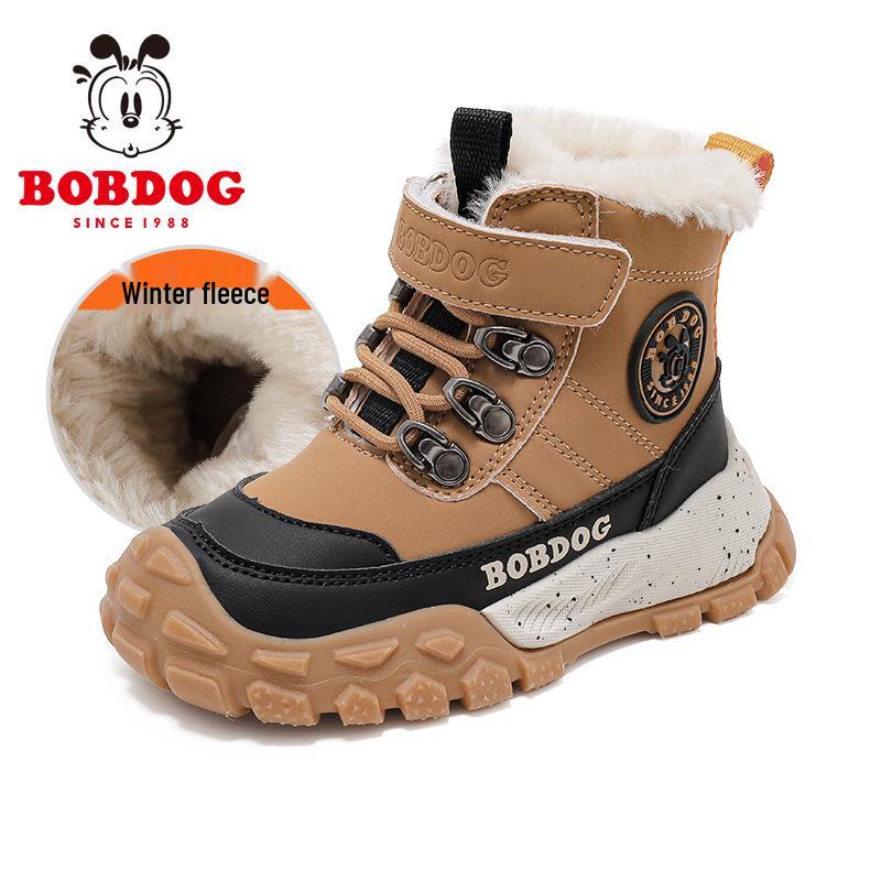 Bobodou 2026 Winter Boys' and Girls' Plus Velvet Snow Boots