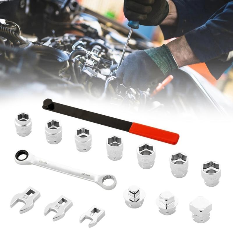 15Pcs Idler Pulley Adjustment Wrench Extension Wrench Car Repair Tool Belt Tension Tensioning Adjuster Lever Tool