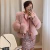 New Whole Leather Imitation Fox Fur Imitation Fur Coat Women's Fashion Locomotive Short Light Coat Pink